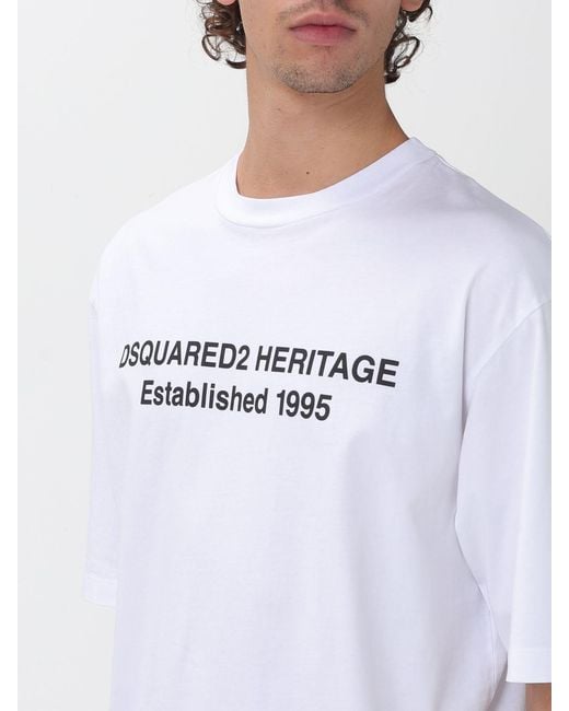 DSquared² White Cotton T-Shirt With Logo Print for men