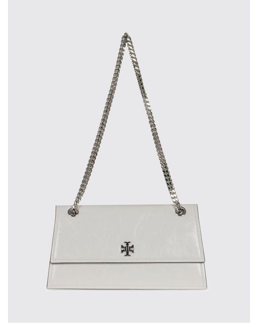 Tory Burch White Kira Ruched Leather Bag