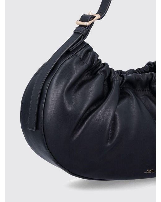 A.P.C. Blue Ninon Hoop Ruched Synthetic Leather Bag