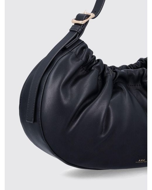 A.P.C. Blue Ninon Hoop Ruched Synthetic Leather Bag