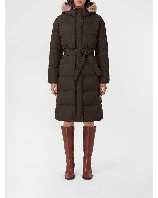 Brunello Cucinelli Black Long Water-Repellent Down Jacket With Hood And Belt