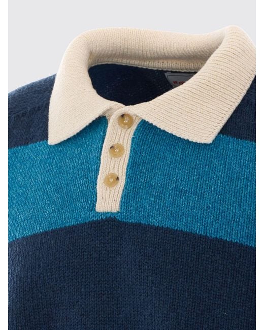 Howlin' By Morrison Blue Striped Long-Sleeved Knit Polo for men