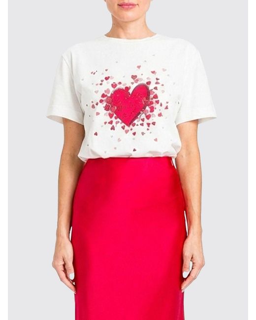 Twinset Red Cotton T-Shirt With Heart Print