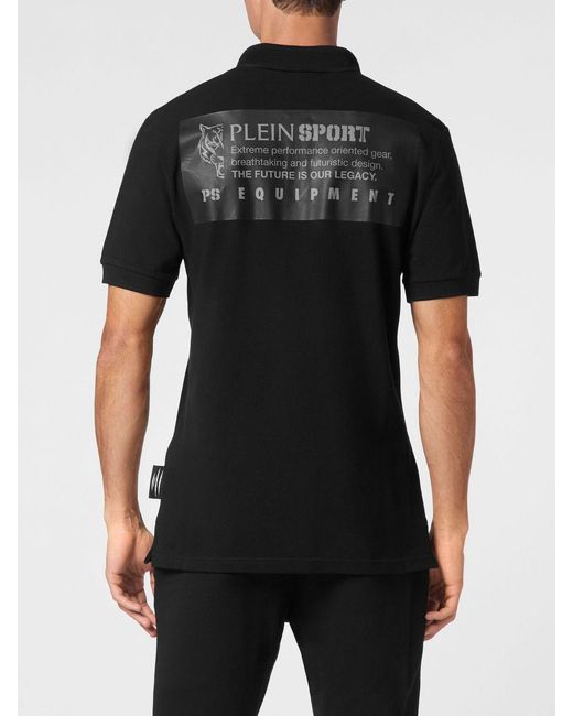 Philipp Plein Black Short-Sleeved Cotton Polo Shirt With Contrasting Logo for men