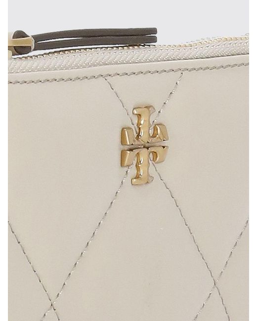 Tory Burch Natural Kira Diamond Quilted Leather Credit Card Holder