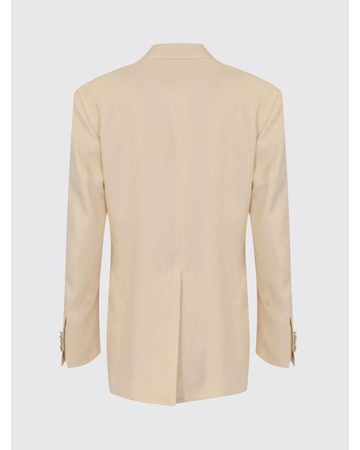 Tagliatore Natural Loreley Cropped Double-Breasted Linen Blazer With Peak Lapels