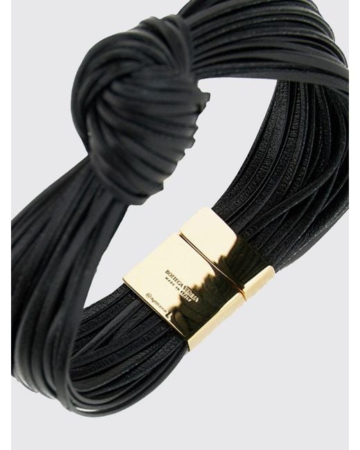 Bottega Veneta Black Knot Multi-Strand Leather And Bracelet