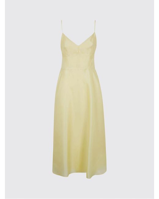 Alberta Ferretti Yellow Silk Organza Midi Dress