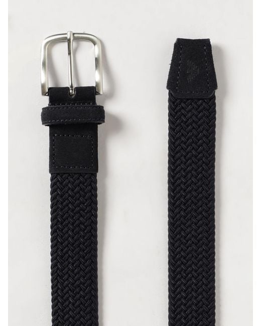 Emporio Armani White Stretch Woven Fabric Belt for men