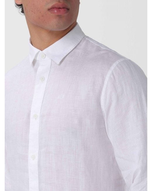 ARMANI EXCHANGE White Linen Basic Shirt for men