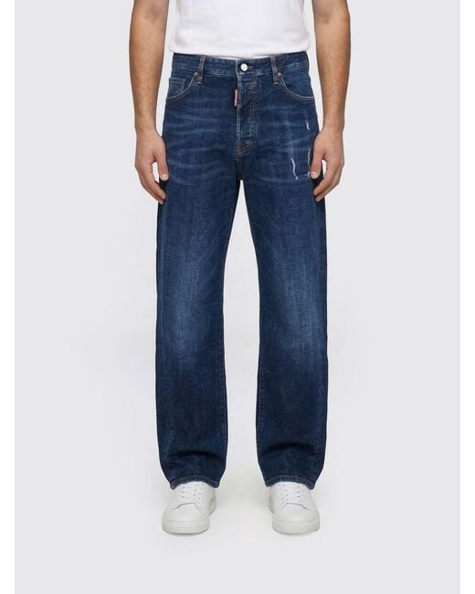 DSquared² Blue Straight Cotton Denim Jeans for men