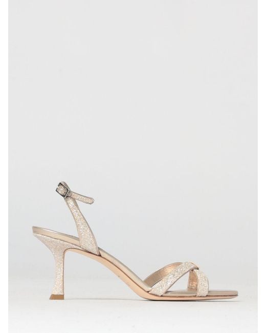 Jimmy Choo Natural Elsy Laminated Leather And Glitter Sandals