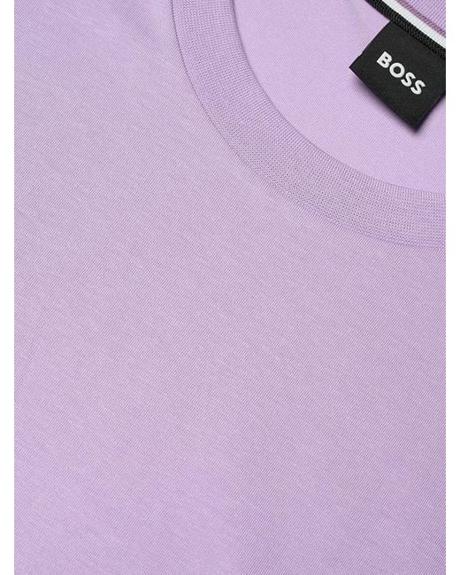 Boss Purple Cotton Jersey Basic T-Shirt for men