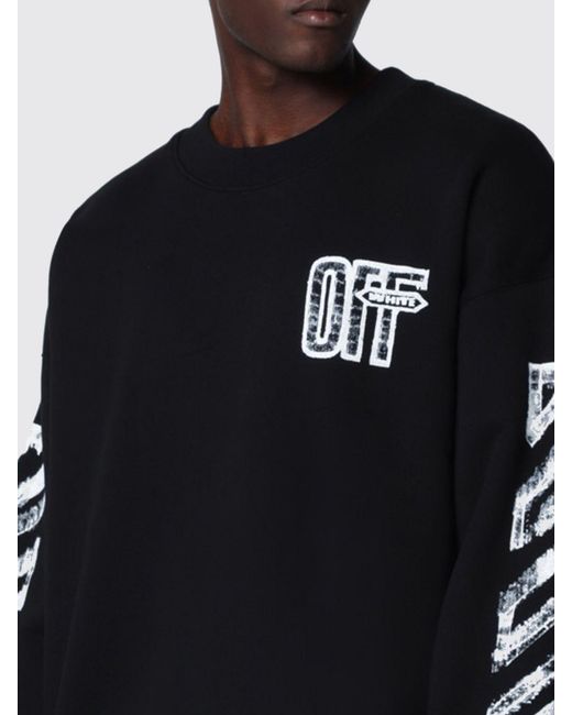 Off-White c/o Virgil Abloh Black Oversized Cotton Jumper With Arrow And Diag Print for men