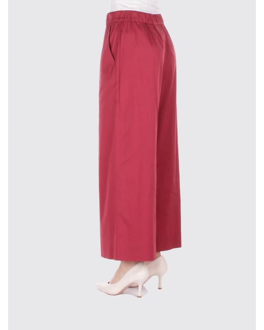 Max Mara Red Cotton Blend Palazzo Trousers By