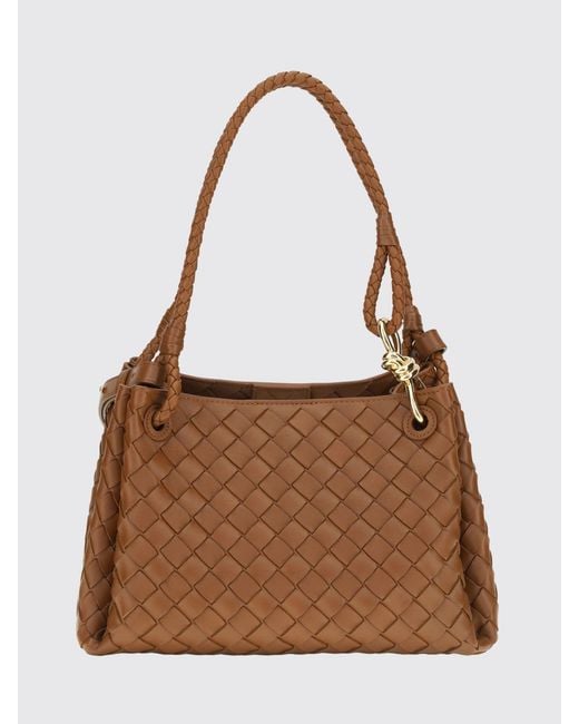 Bottega Veneta Brown Parachute Intrecciato Lambskin Shoulder Bag