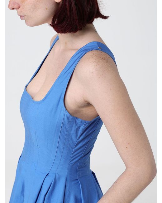 Sportmax Blue Cotton Midi Dress