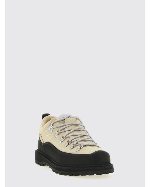 Diemme White Roccia Suede And Canvas Hiking Boots With Lug Sole for men