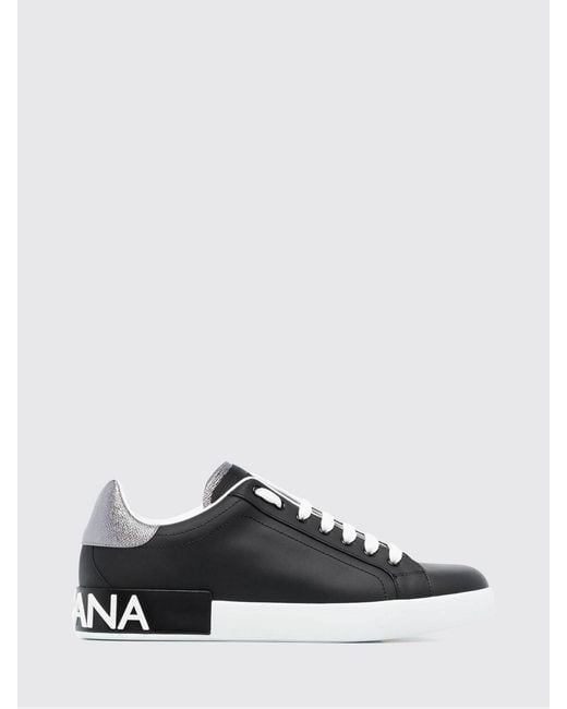 Dolce & Gabbana White Dolce &Amp Gabbana Portofino Smooth Calfskin Low-Top Sneakers With Logo
