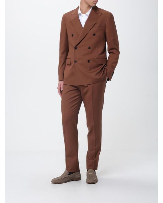 Lardini Brown Wool Double-Breasted Dress for men