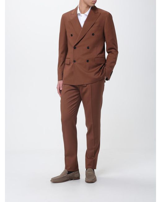 Lardini Brown Wool Double-Breasted Dress for men