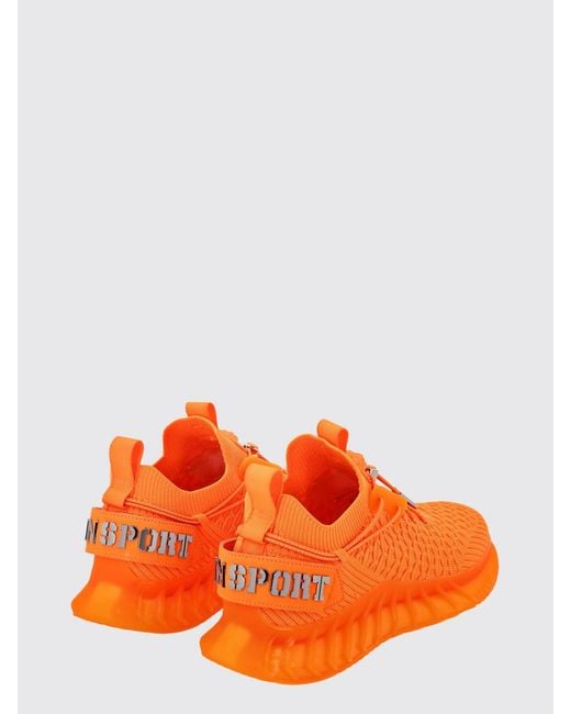 Philipp Plein Orange Technical Knit Low-Top Sneakers With Elasticated Ankle And Double Pull Tab for men