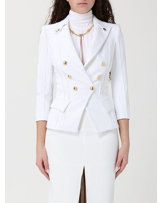 Elisabetta Franchi White Double-Breasted Blazer