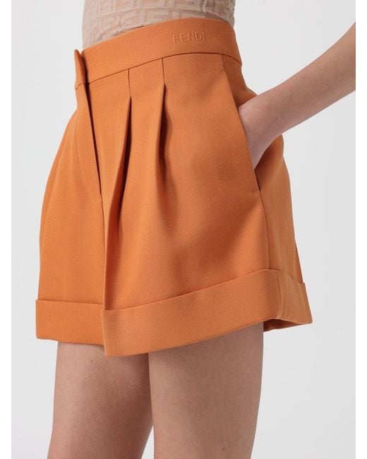 Fendi Orange Virgin Wool Grain De Poudre Shorts