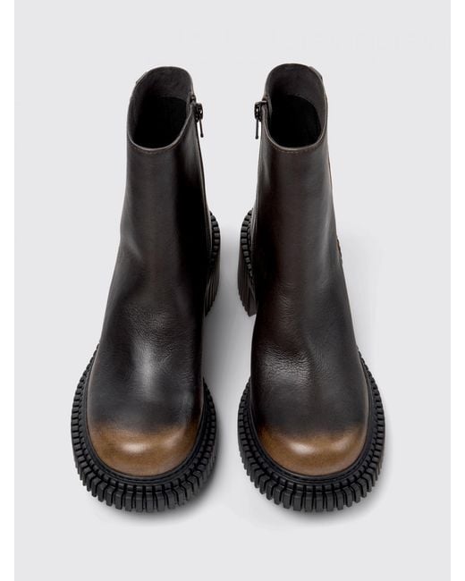 Camper Black Pix London Smoked Leather Ankle Boots