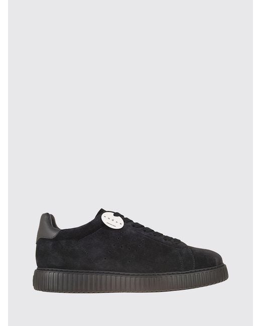 Hogan Black H-Stripes Suede Sneakers With Perforated H Logo for men
