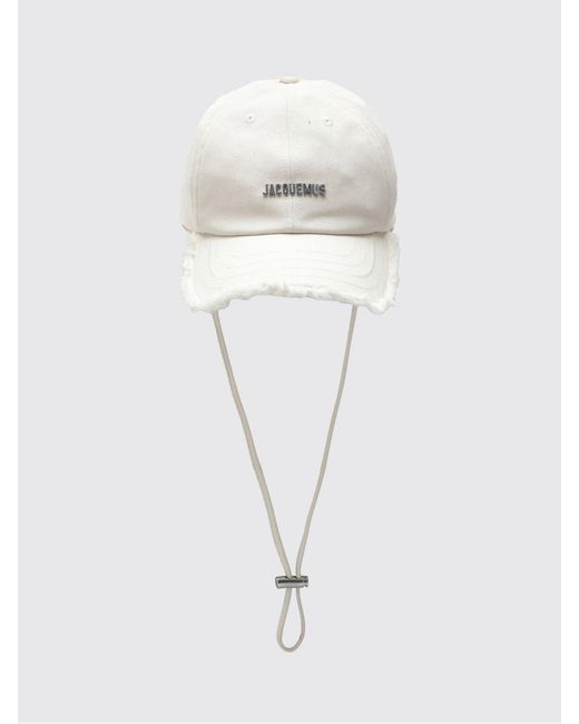 Jacquemus White Cotton Baseball Cap With Logo for men