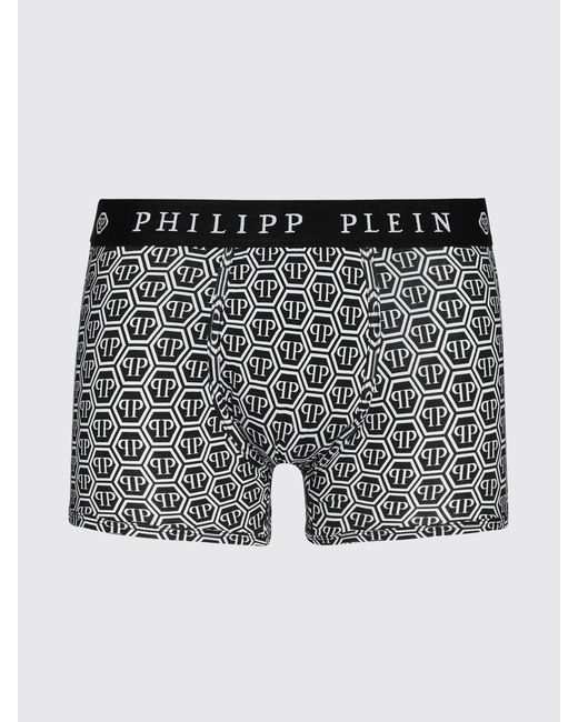 Philipp Plein Black Stretch Cotton Boxers With Logo for men