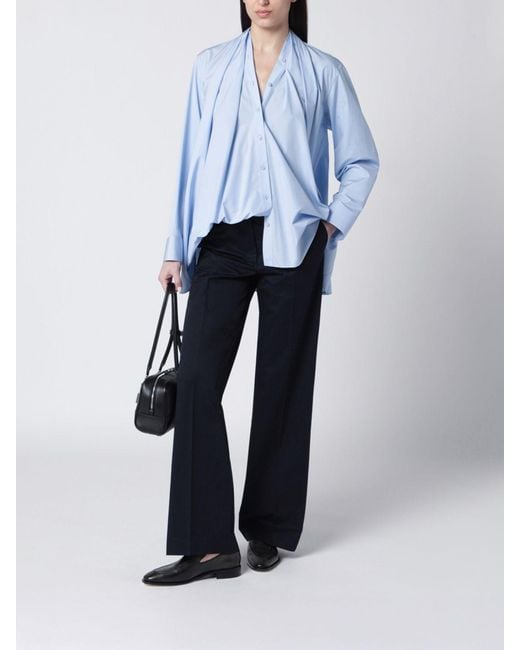 PT Torino Blue Stretch Cotton Palazzo Trousers