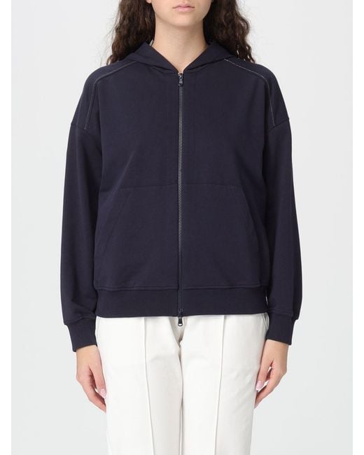 Brunello Cucinelli Blue Light Cotton Hoodie