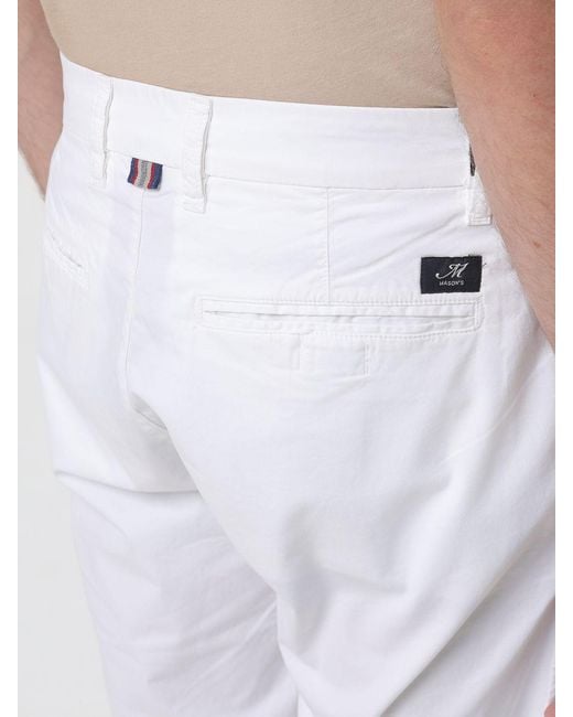 Mason's White Slim Fit Stretch Cotton Shorts for men