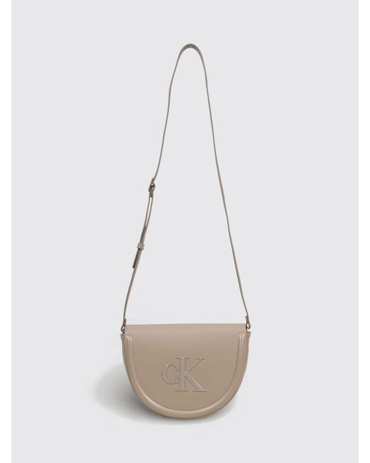 Calvin Klein White Ck Faux Leather Bag