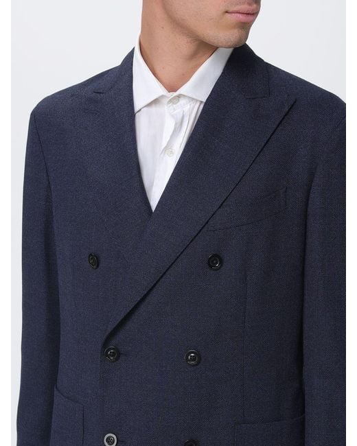 Boglioli Blue Double Breasted Virgin Wool Blazer for men