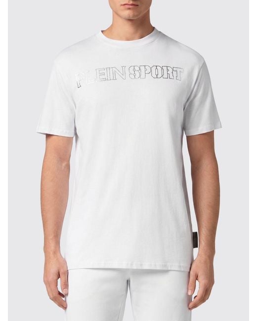 Philipp Plein White Slim Fit Cotton T-Shirt With Graphic Print And Laminated Logo for men