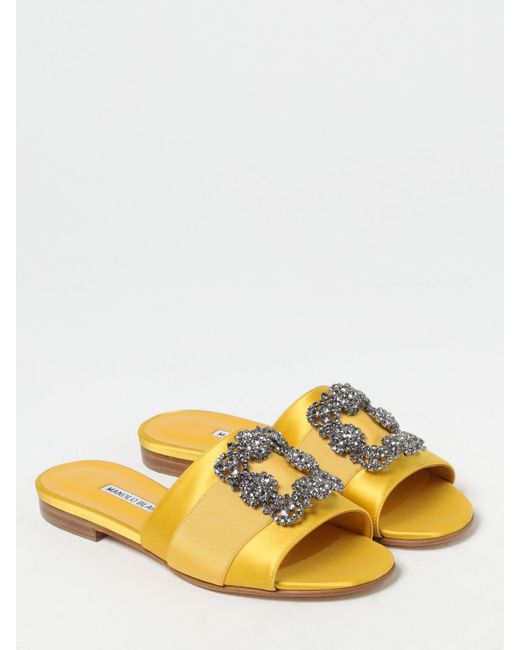 Manolo Blahnik Yellow Flat Sandals