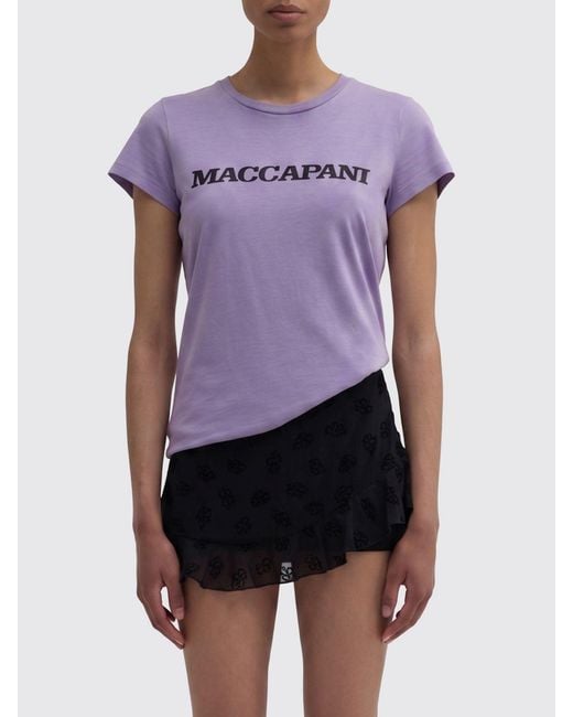 MACCAPANI Purple Cotton T-Shirt With Logo