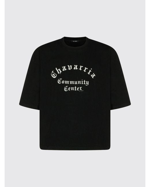 Willy Chavarria Black Contrasting Logo Cotton T-Shirt With Dropped Shoulders for men