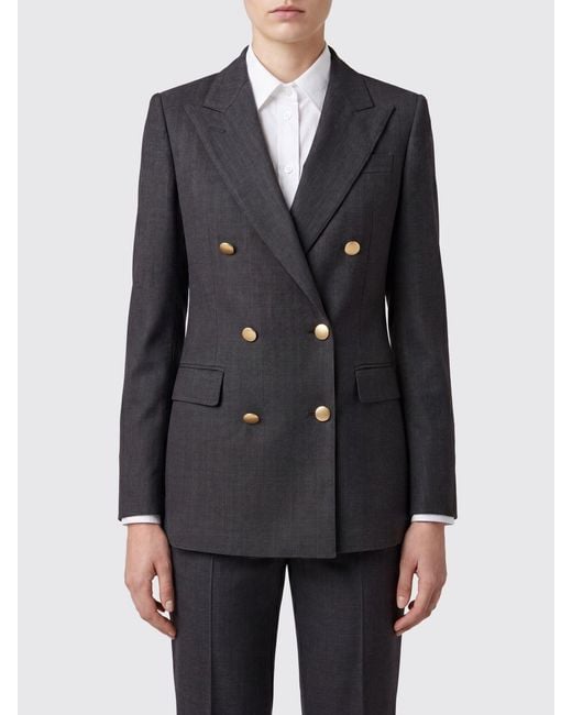 Tagliatore Gray Double-Breasted Viscose Blend Blazer