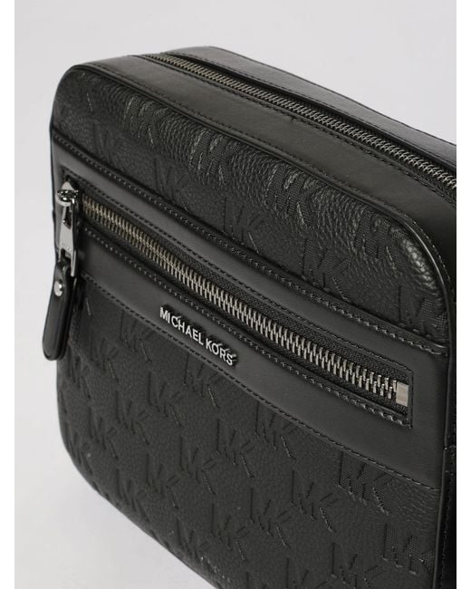 Michael Kors Black Grained Leather Bag With Embossed Mk Monogram for men
