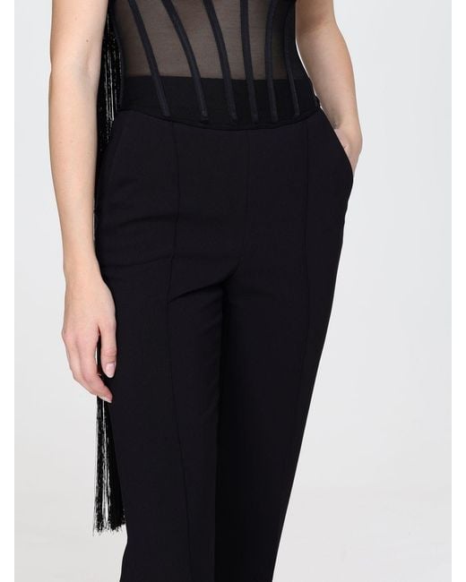 Elisabetta Franchi Black Tulle Corset Top With Fringes