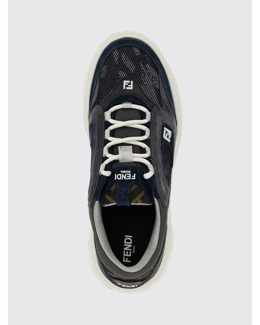 Fendi White Force Suede And Mesh Sneakers for men