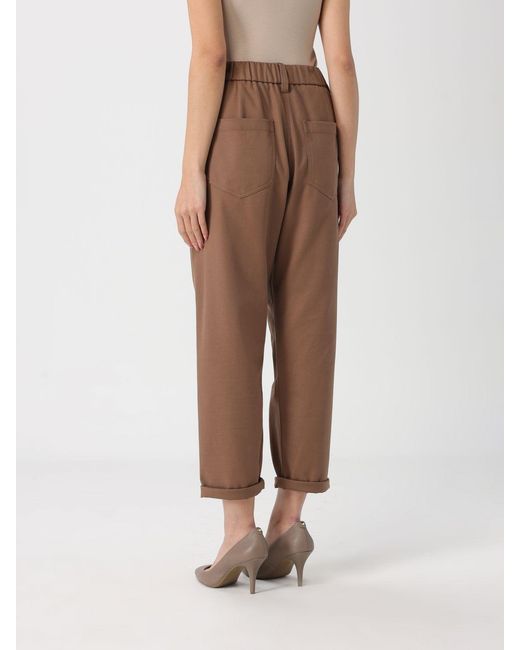 Brunello Cucinelli Natural Cropped Stretch Cotton Trousers