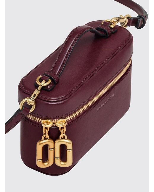Marc Jacobs Purple The Vanity Leather Handbag With Crossbody Strap And Logo Charm