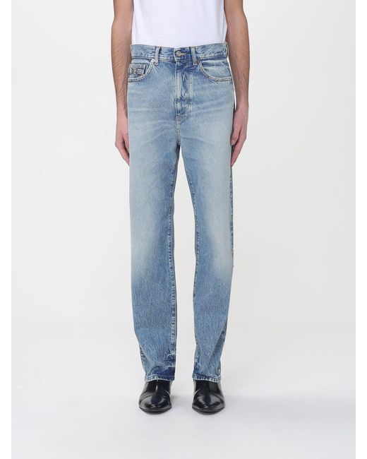 Versace Blue Straight Denim Jeans With Studs for men