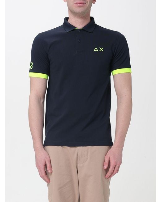 Sun 68 Blue Cotton Polo Shirt for men