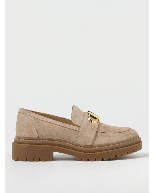 Michael Kors Natural Michael Parker Mocassins In Suede With Monogram